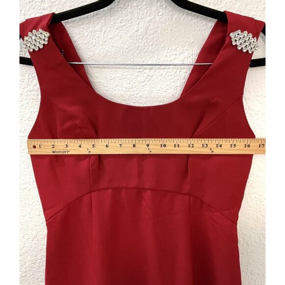 VTG PAULA VARSALONA Womens SIZE 10 Red Crepe Full-Length Evening GOWN Rhinestone - Picture 4 of 7